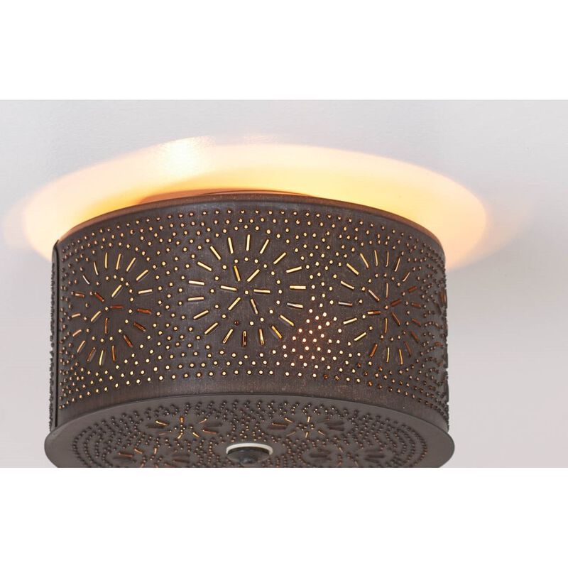 Irvin's Tinware 2-Light Flush Mount Ceiling Light In Kettle Black, 12 Diameter image number 2