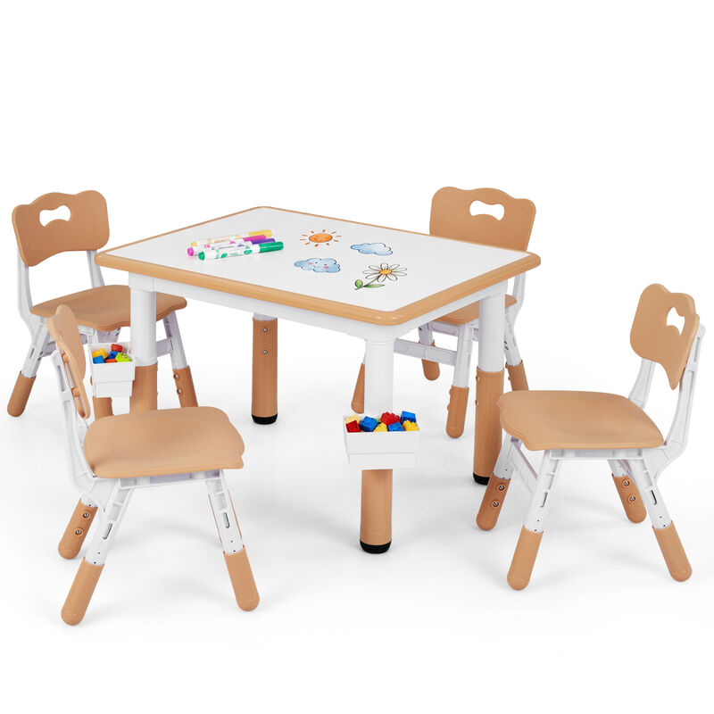 Kids Table and 4 Chairs Set with Graffiti Top and Baskets image number 4