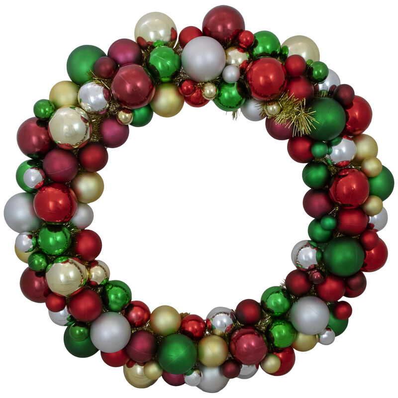 Traditional Colors 2-Finish Shatterproof Ball Christmas Wreath  36-Inch image number 0