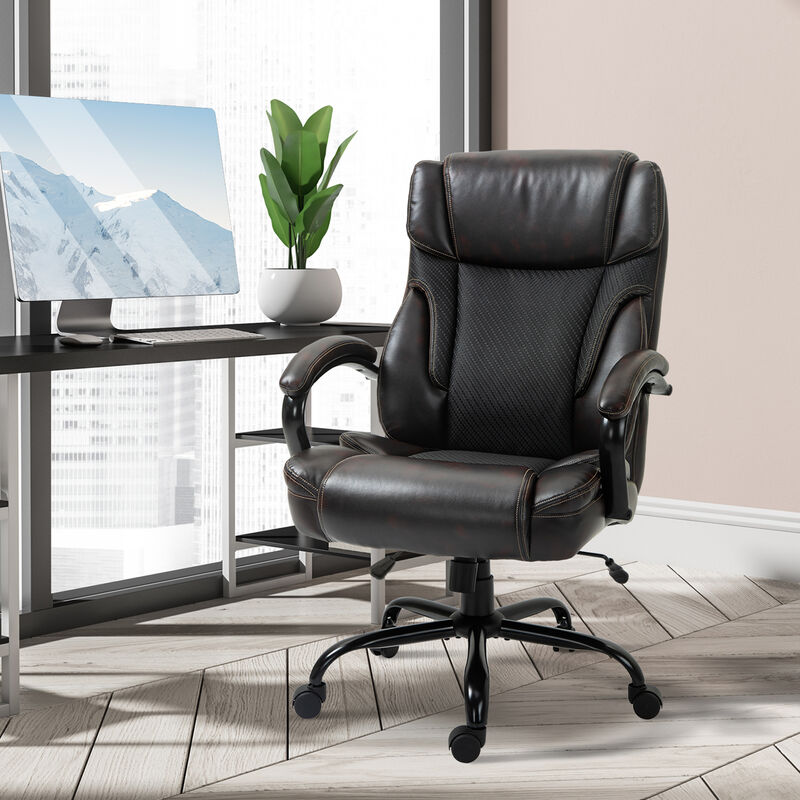 Faux Leather Executive Office Chair Tall Computer Chair with Adjusted Height