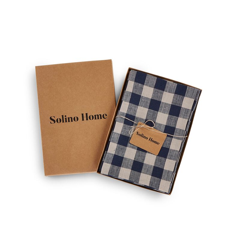 Linen Dinner Napkins - Morgan Check