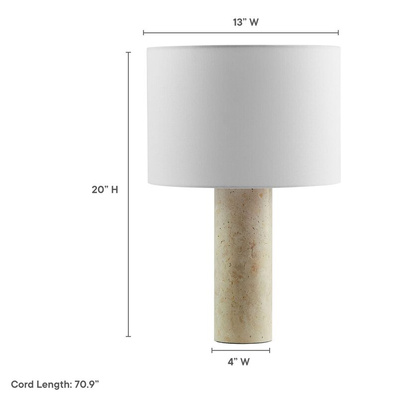 Modway Zenith Travertine Stone Pillar Table Lamp in Travertine image number 3