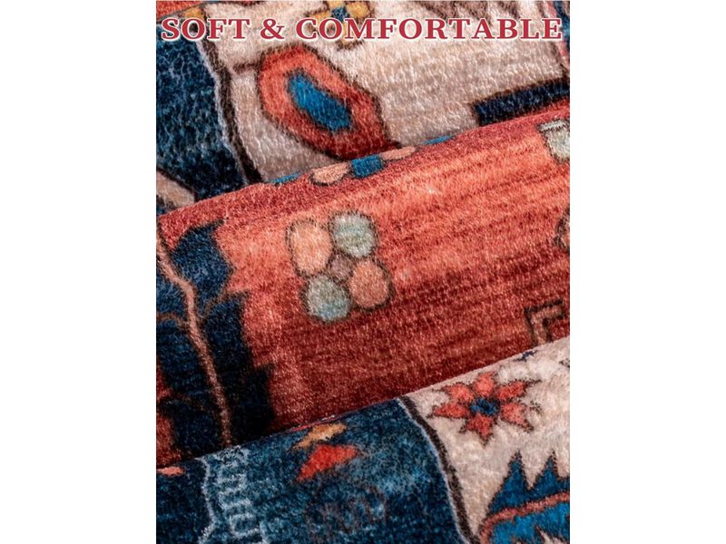 Rust Boho Runner Rug 2 by 10 Washable Non Slip Hallway Floor Carpet Rugs image number 2