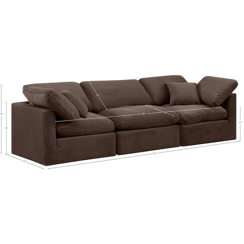 Meridian Furniture Indulge Brown Velvet Modular Sofa