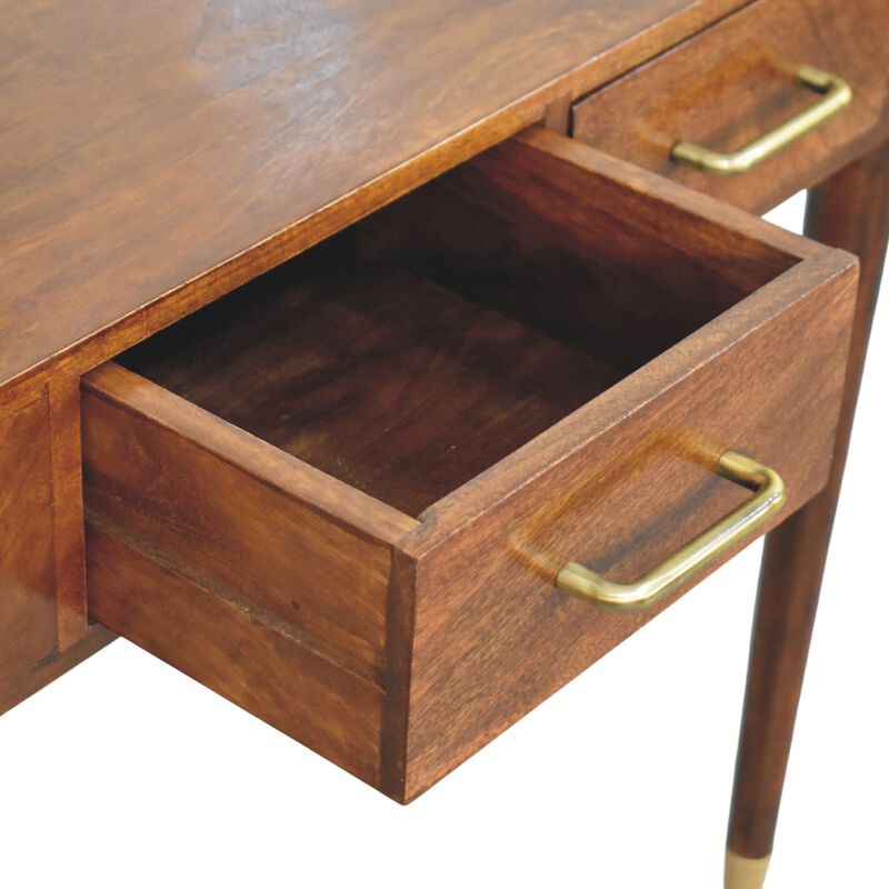 Artisan Furniture Solid Wood Belmont Cane Edge Console Table, 2 Drawers, Brown image number 5