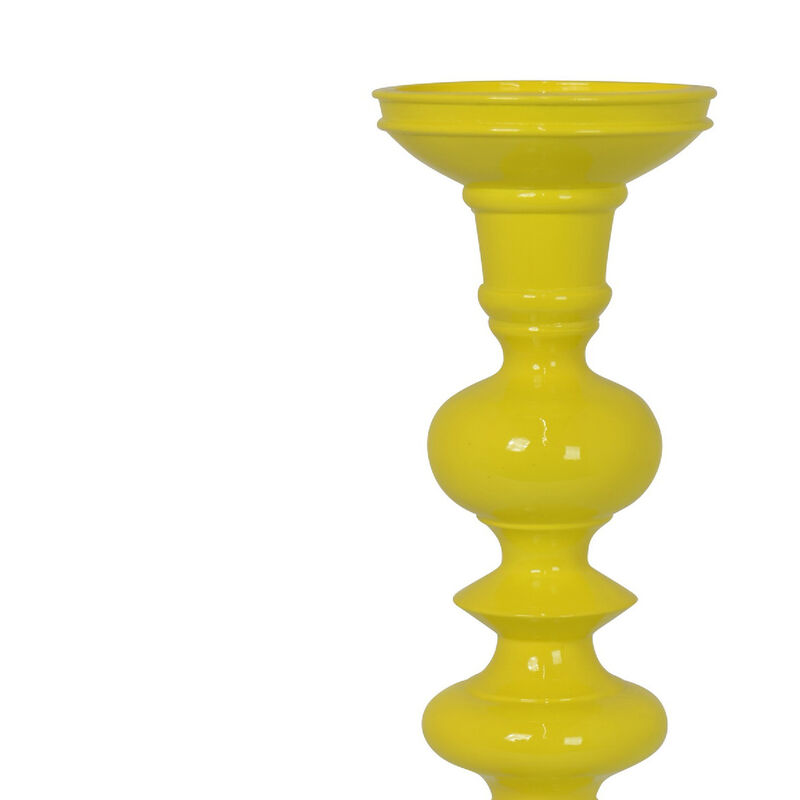 Meo Tabletop D&eacute;cor Candle Holder, Sculpted Turned Yellow Resin, 18 Inch image number 4