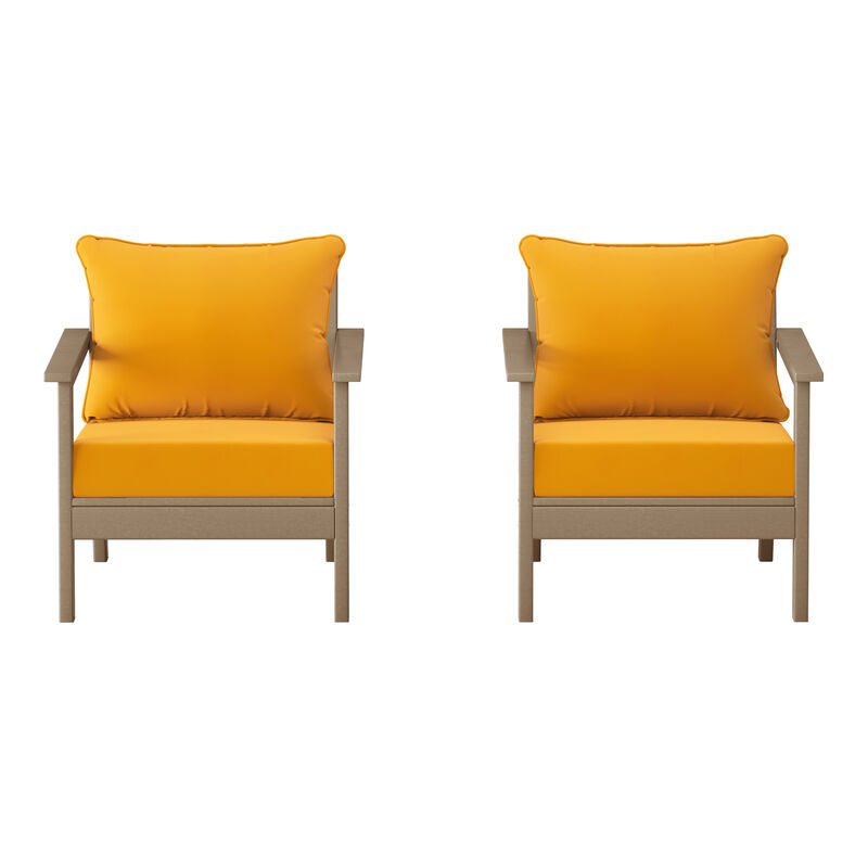 WestinTrends Outdoor Modern HDPE Patio Club Chairs with Deep Seat Cushions (Set of 2)