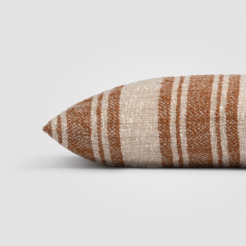 Desert Rust Stripe Orange & Ivory Lumbar Pillow image number 1