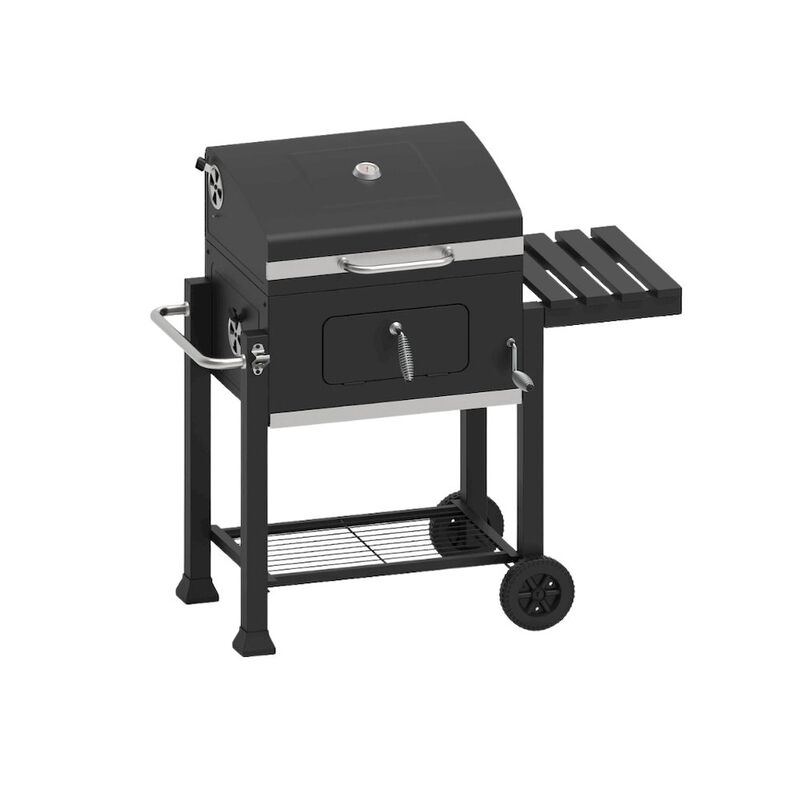 Outdoor Escape Charcoal Grill, Steel, Adjustable Tray, Black image number 0