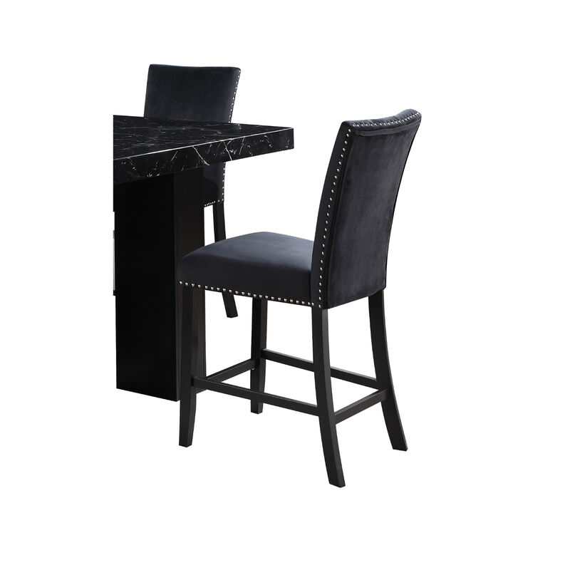 Black Upholstered Bar Stools Set of 2 image number 2