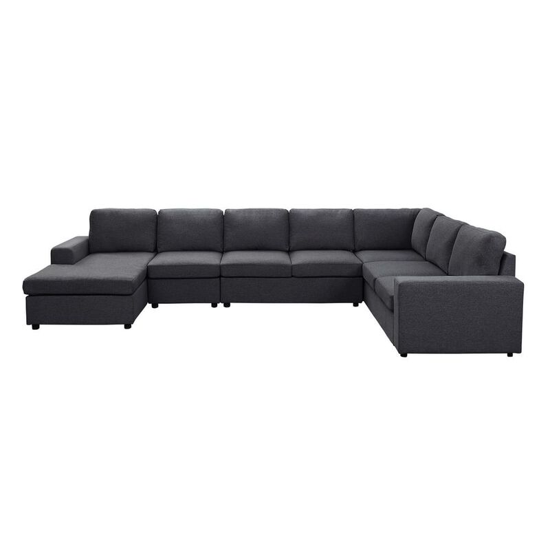 Lilola Home Hayden Modular Sectional Sofa with Reversible Chaise in Dark Gray Linen