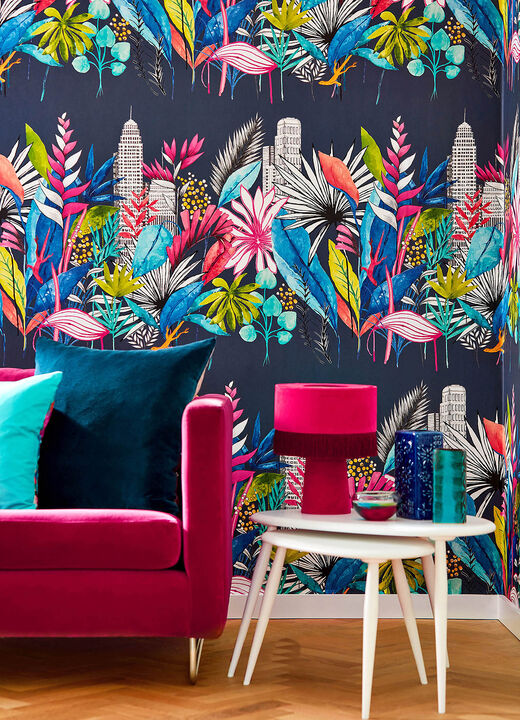 Sierra Indigo Urban Tropic Wallpaper (Set of 2)