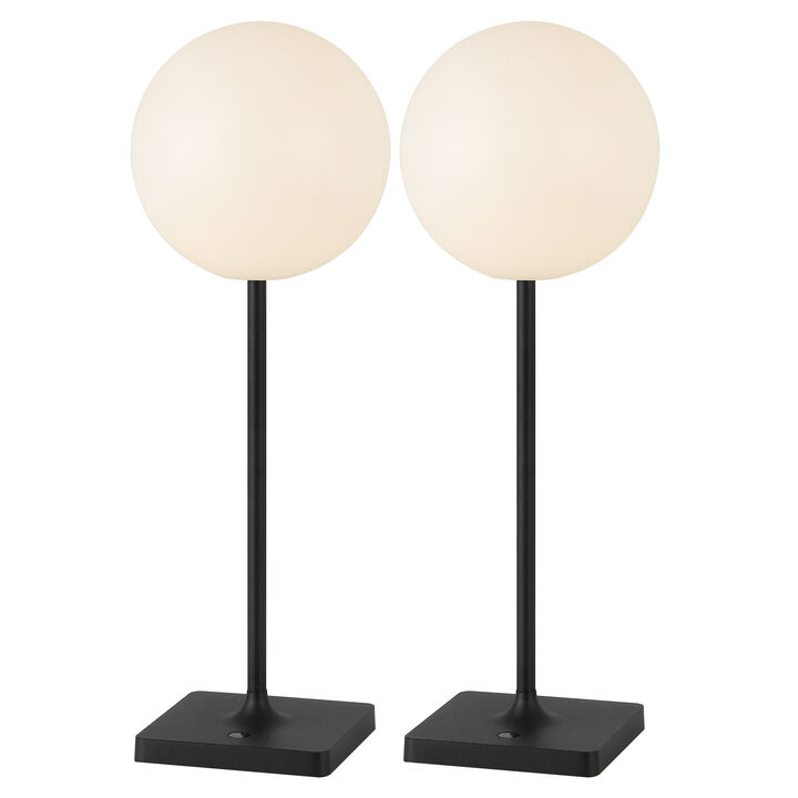 Allie 17.5" Modern Minimalist Indoor/Outdoor Metal Globe Rechargeable/Cordless Dimmable Integrated LED Table Lamp with Touch Sensor