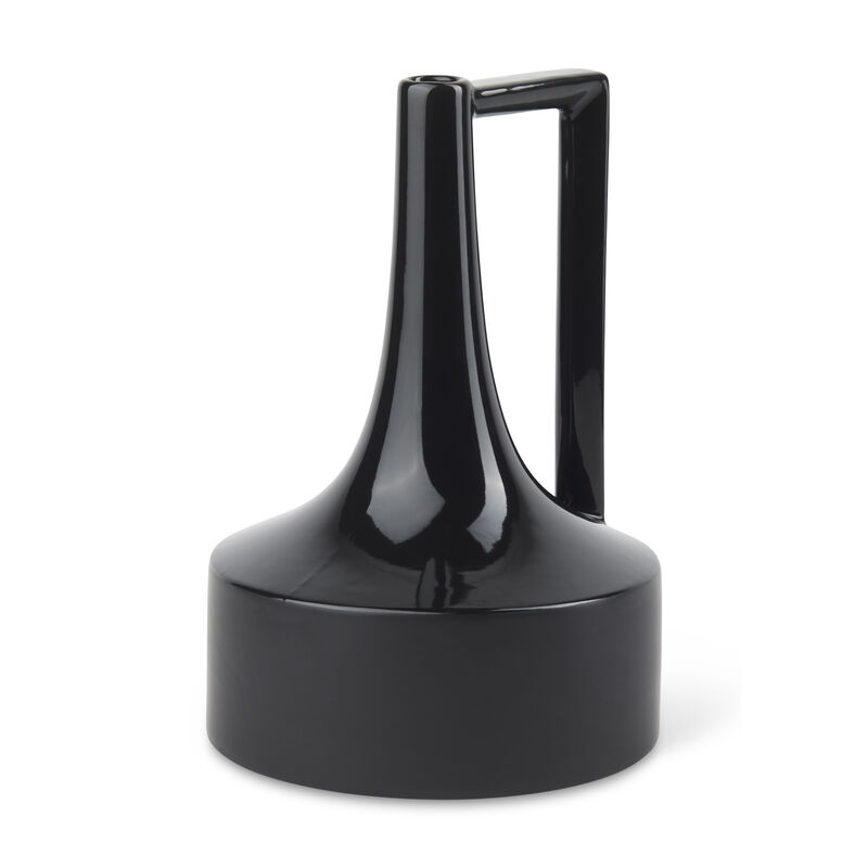 HomeRoots 12" Black Ceramic Jug Vase image number 0