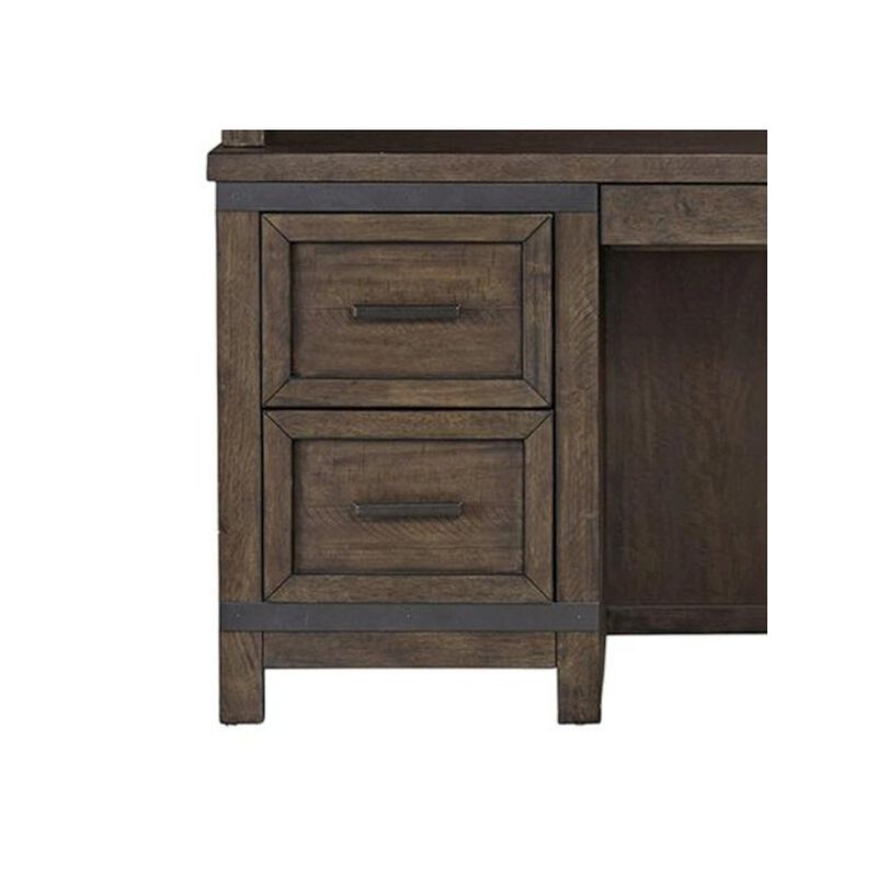 Liberty Furniture Thornwood Hills Student Desk in Rock Beaten Brown w/ Saw Cuts image number 1