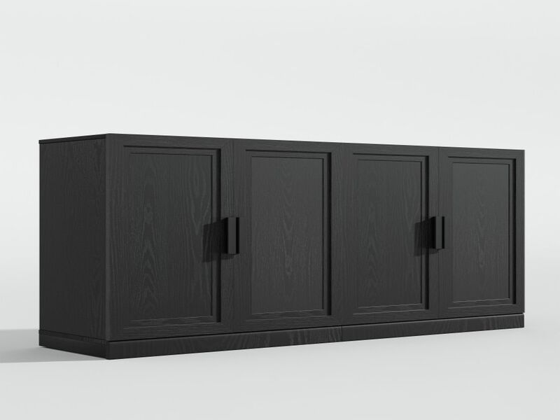 2-Piece Modern Minimalist Wood Grain Edge Cabinet, Multifunctional Storage with 3-Layer Shelves