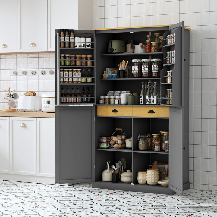Merax High Freestanding Kitchen Pantry Storage Cabinet