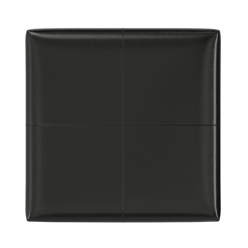 Gabbie 36 inch Wide Contemporary Square Square Coffee&nbsp;Table Storage Ottoman in  Midnight Black PU Black faux leather, Assembled image number 4