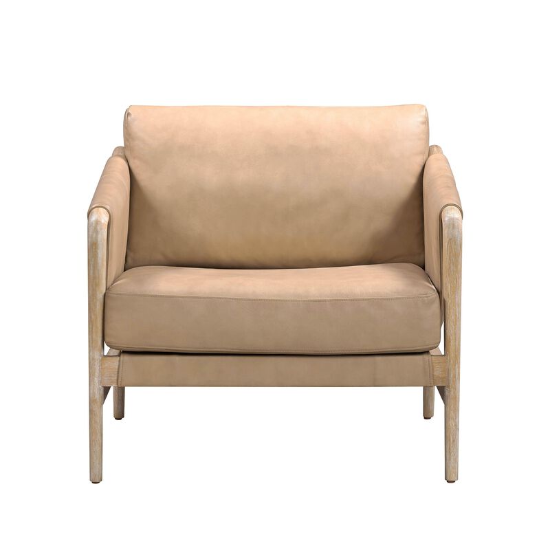 Casafoyer Chakka Tan Genuine Leather Accent Chair image number 3