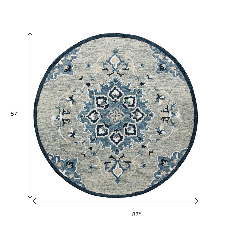 HomeRoots Wool Medallion Hand Tufted Round Rug image number 2