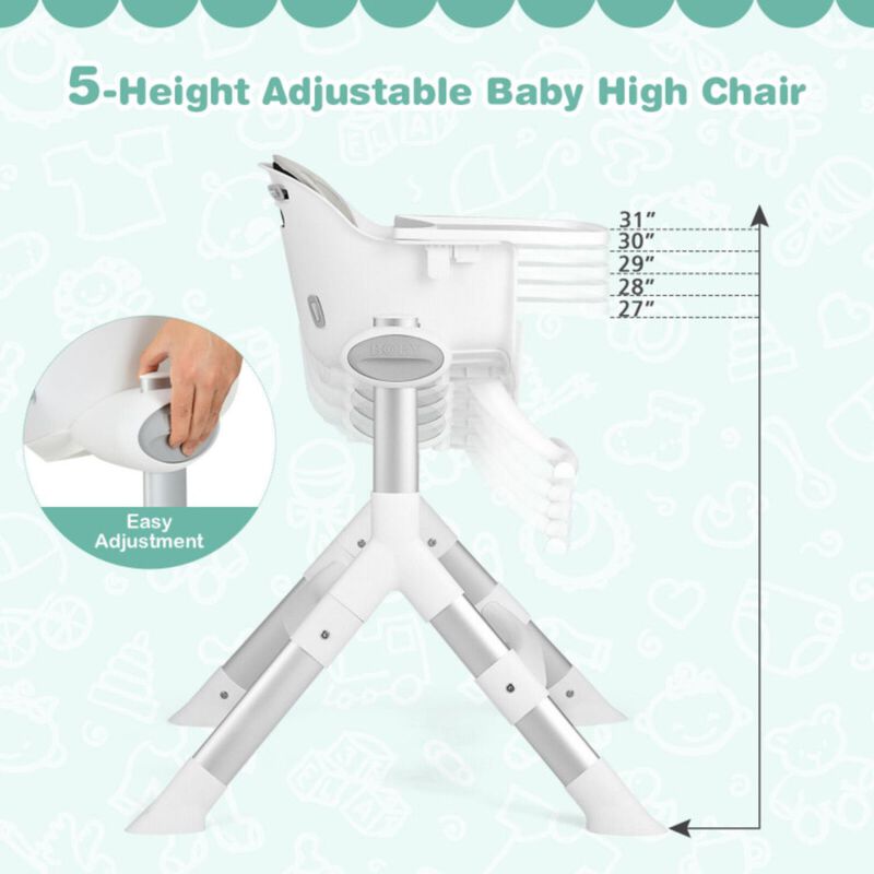 Hivvago 4-in-1 Convertible Baby High Chair with Aluminum Frame