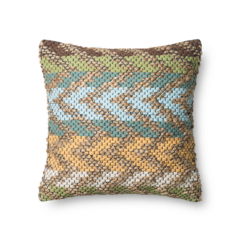 P0330 Green/Multi 22"x22" Down Pillow