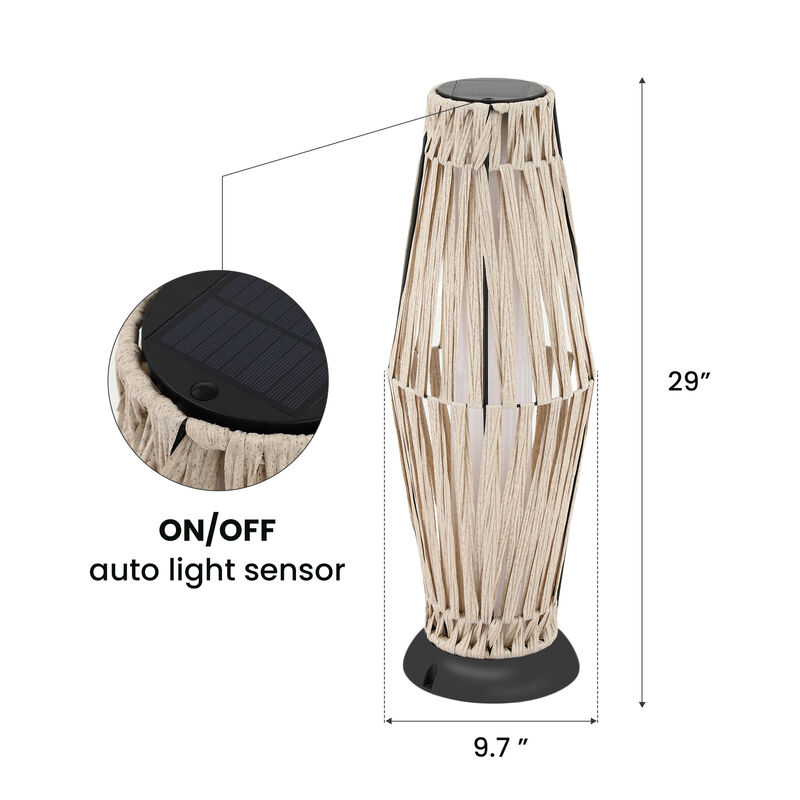Bamboo Woven Solar Light, Bottle Shape, Warm Glow, Waterproof image number 3