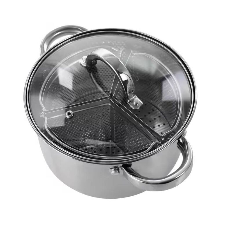 4-Quart Stainless Steel Dutch Oven with Lid and 3-Section Dividers for Easy Cooking