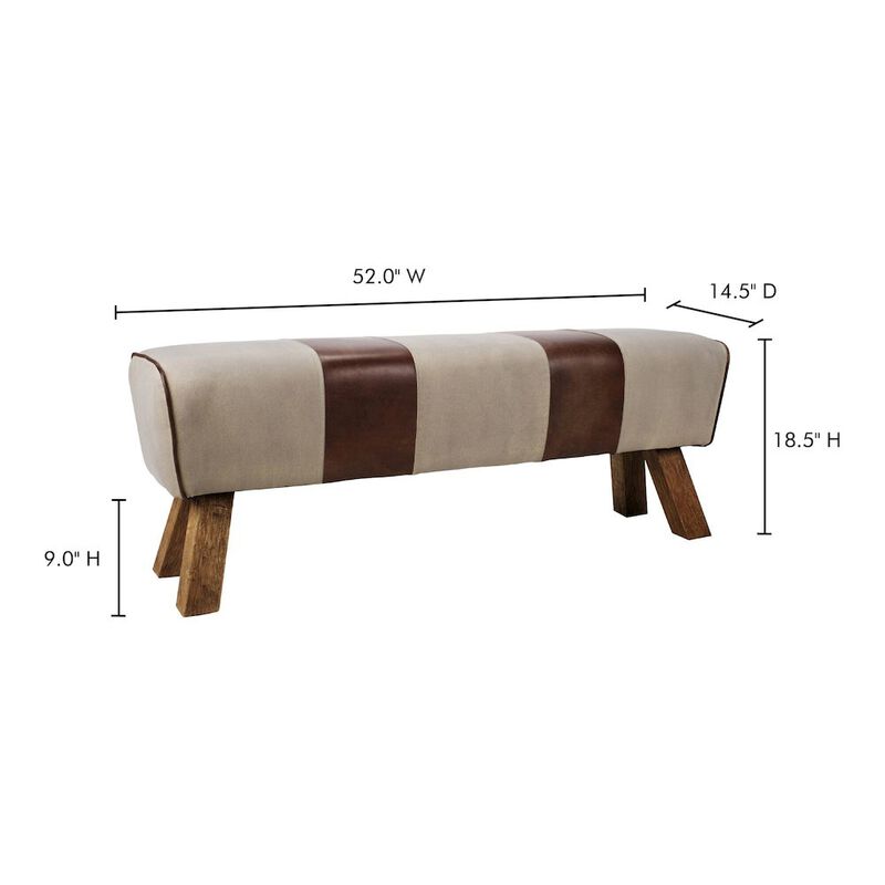 Pommel Sports-Inspired Leather and Canvas Bench - Modern Collection, Belen Kox