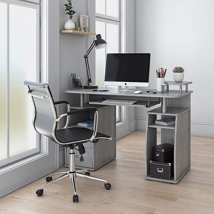 Complete Computer Workstation Desk With Storage, Grey