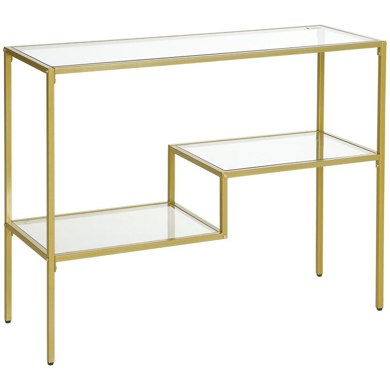 Gold Entryway Accent: 39" Console Table with Glass Top & Steel Frame
