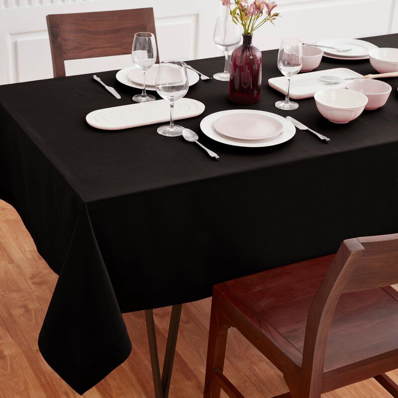 Solino Home Dru - Cotton Linen Plain Tablecloth &ndash; Handcrafted, Machine Washable, Perfect for Holiday and Everyday Dining