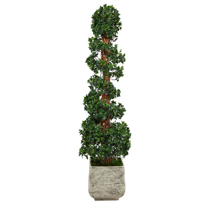 Nearly Natural 70-in English Ivy Tree in White Planter UV (Indoor/Outdoor) image number 1