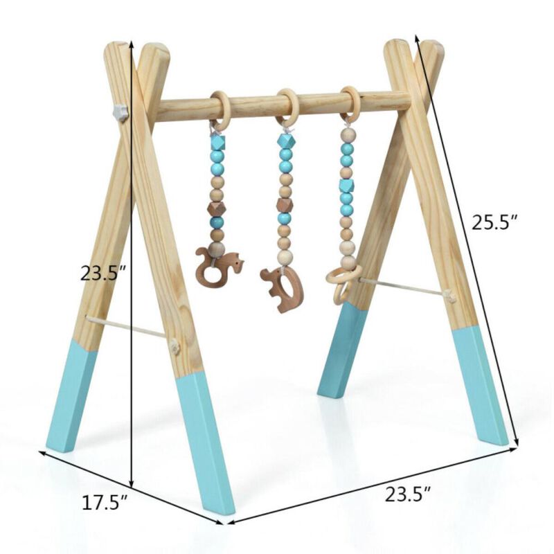 Hivvago Wooden Baby Play Center with 3 Hanging Toys