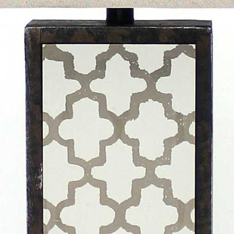 Hivvago 30" Distressed Bronze Metal Bedside Lamp With Beige Shade