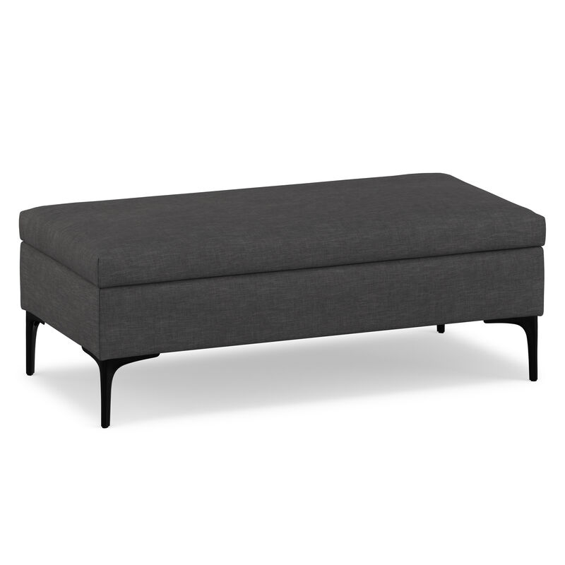 Rebecca 48 inch Wide Mid Century Modern Rectangle Large Coffee Table&nbsp;Storage Ottoman with Lift up Lid in Slate Grey Polyester , Assembled image number 0