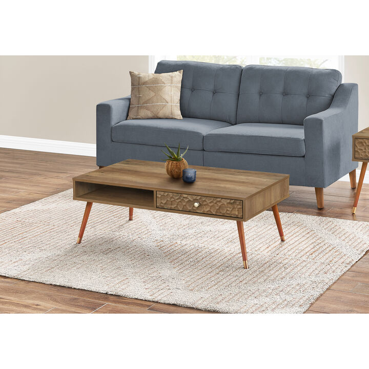 Monarch Specialties I 2836 Coffee Table, Accent, Cocktail, Rectangular, Storage, Living Room, 44"L, Wood, Laminate, Walnut, Mid Century