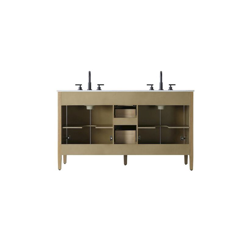 Elegant Kitchen and Bath 60 inch Double Bathroom Vanity in Linen Oak