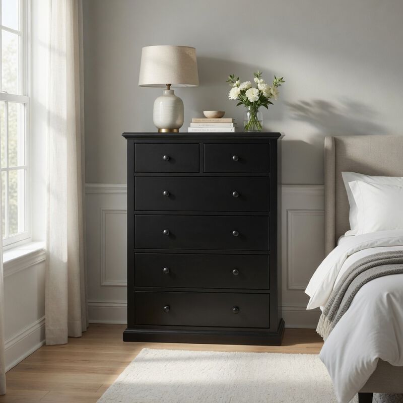 Umer Tall Dresser Chest, 6 Drawers, Round Knobs, Plinth Base, Wood image number 8