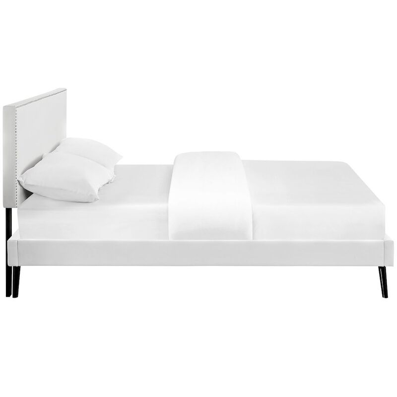 Phoebe Vinyl Full Platform Bed with Round Splayed Legs image number 2