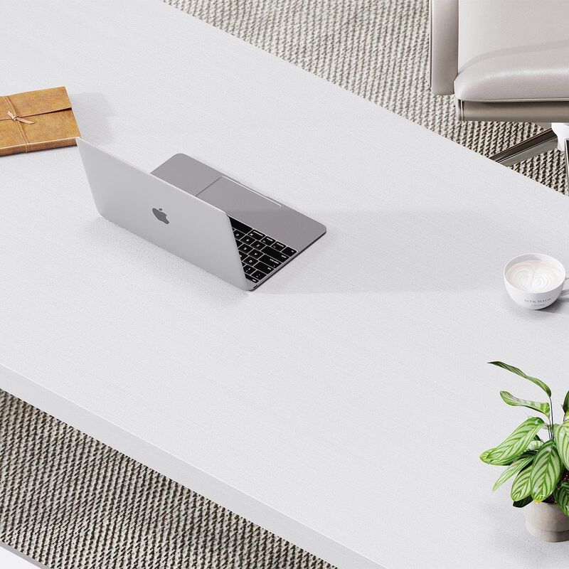 Top True Wood Computer Desk, Modern Writing Desk with Metal Legs for Home Office image number 3