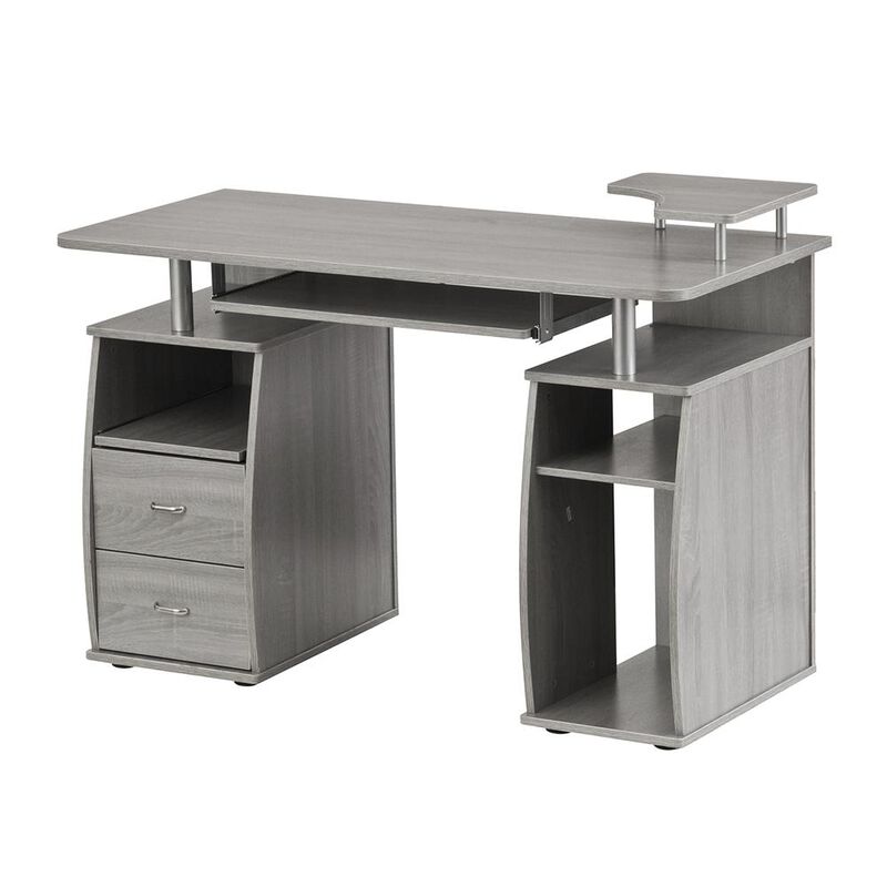 Complete Computer Workstation Desk With Storage, Gray