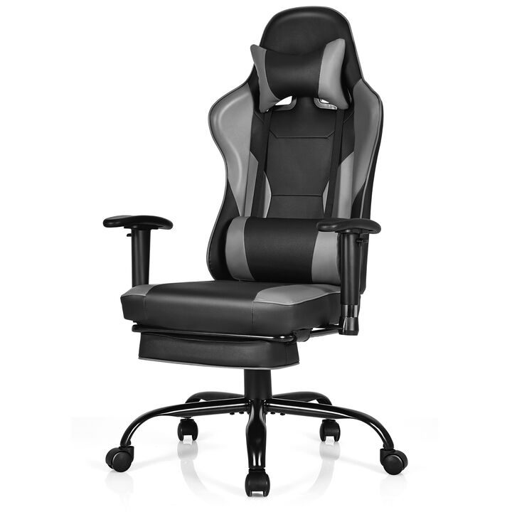 Costway Gaming Chair Racing High Back Office Chair w/ Footrest Black