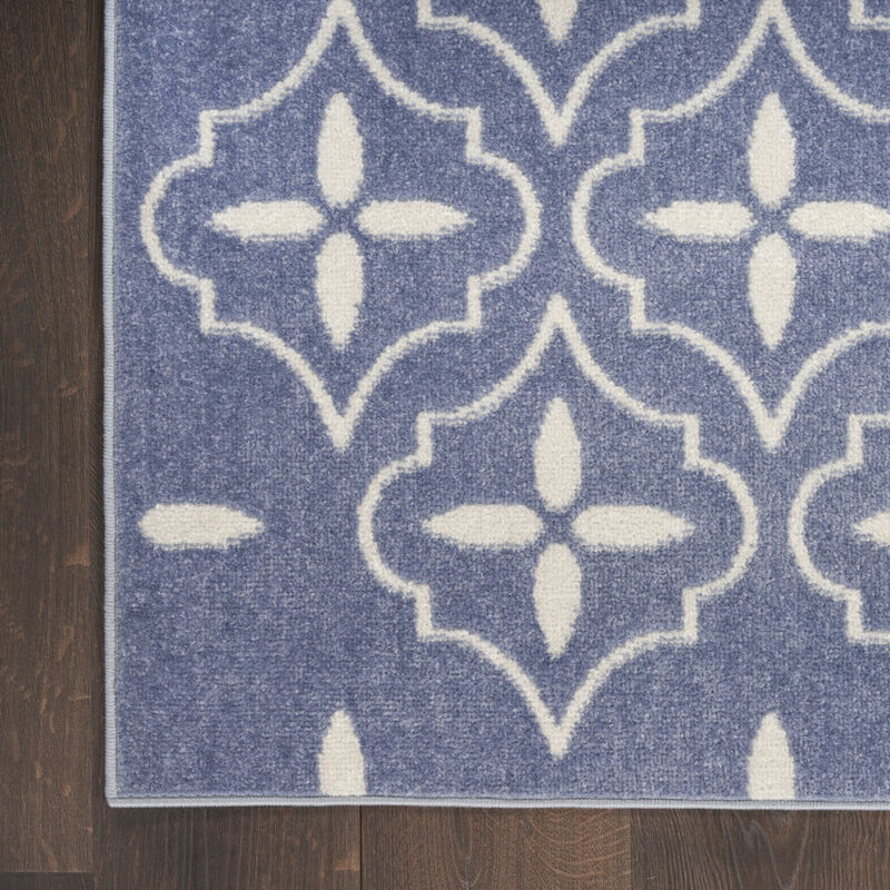 HomeRoots 8' X 10' Blue And Ivory Geometric Indoor Outdoor Area Rug image number 3