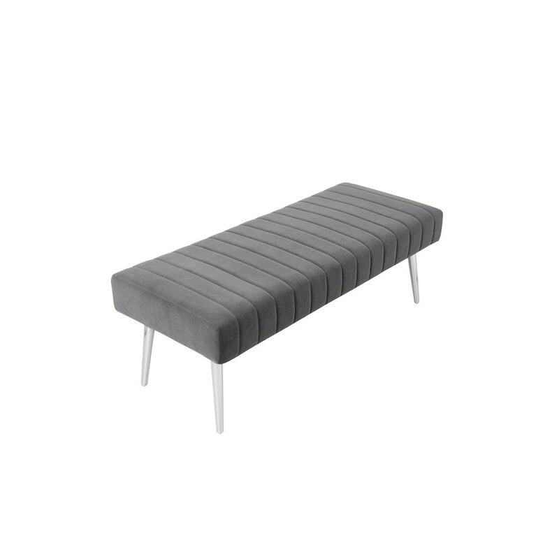 Pangea Home Hilda Bench Velvet Gray