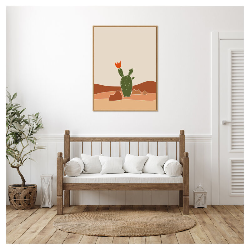 Southwest Cactus Bloom by Little Dean Framed Canvas Wall Art