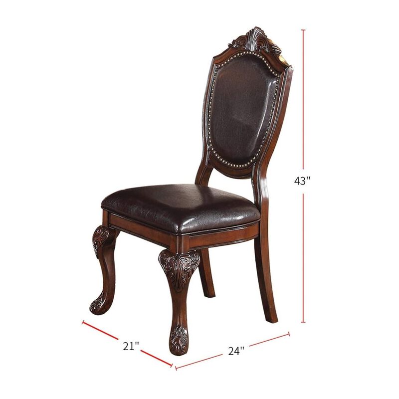 Streamdale Elegant Formal Side Chair Set (Brown Rubberwood) image number 4