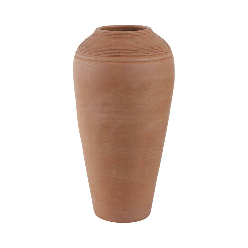 16x9" Terracotta Ribbed Floor Vase, Natural image number 2