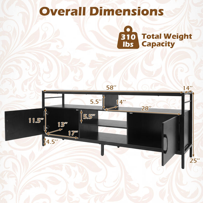 Modern TV Stand with Storage Cabinets and Adjustable Shelf image number 2