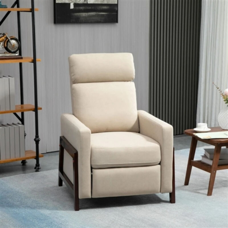 Manual Reclining Sofa Chair &ndash; Modern Upholstered Lounger with Padded Armrests and Foot Extension